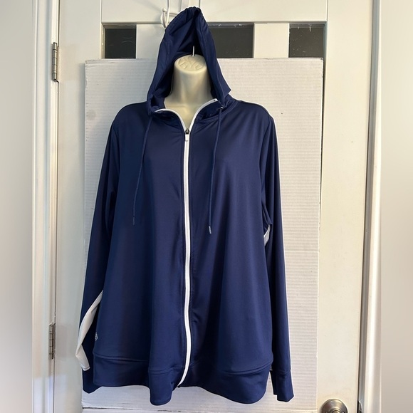 ZELOS curvy core full zippered track jacket with hood Sz-2X NWT. I11 - Picture 2 of 9